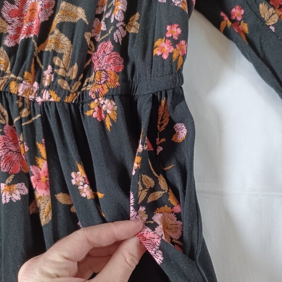 Torrid Mini Challis Shirt Dress Black Pink Floral Flowy Rayon Plus Size 2X  2 - Picture 5 of 12